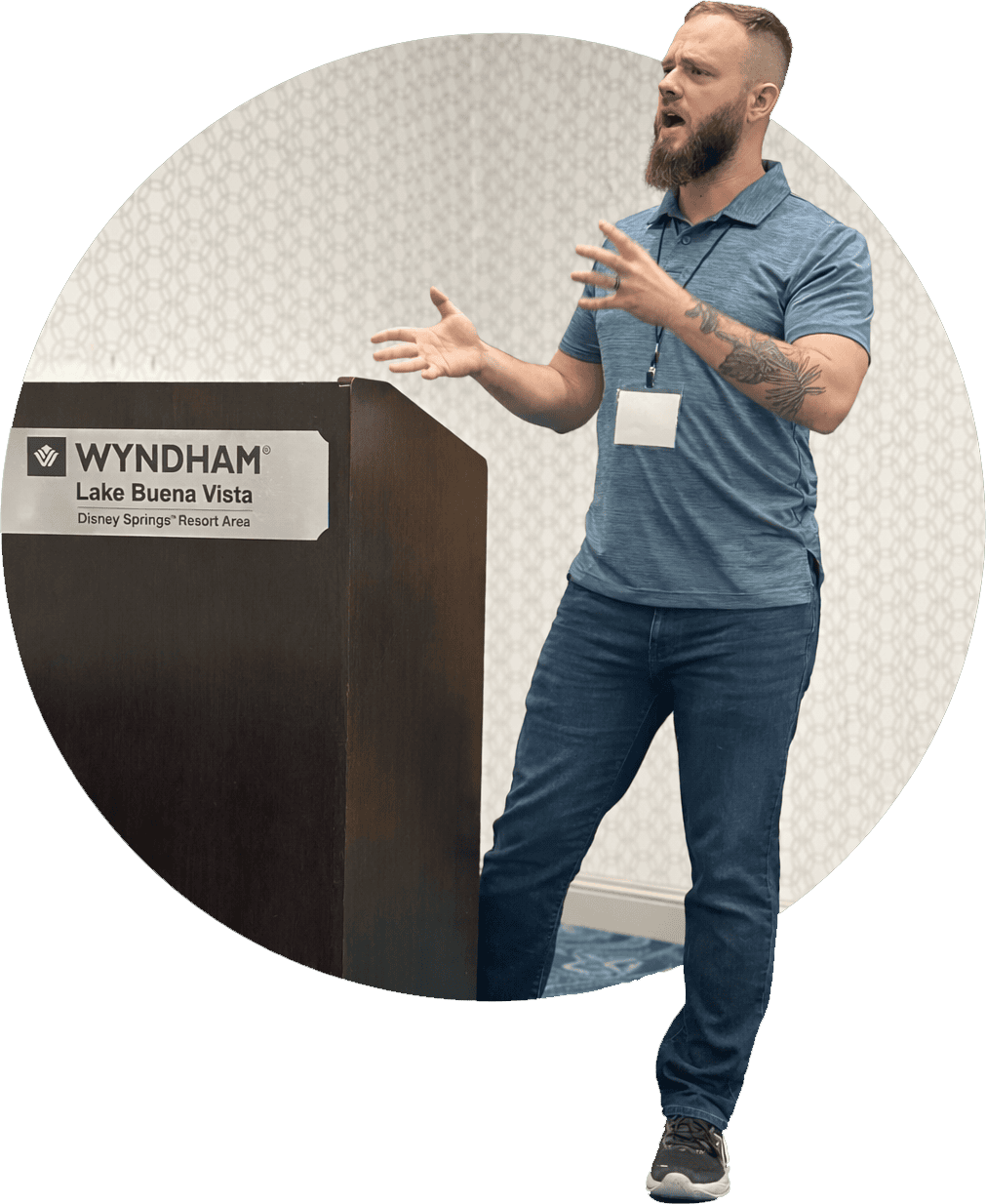 Ron Johnson speaking in a conference